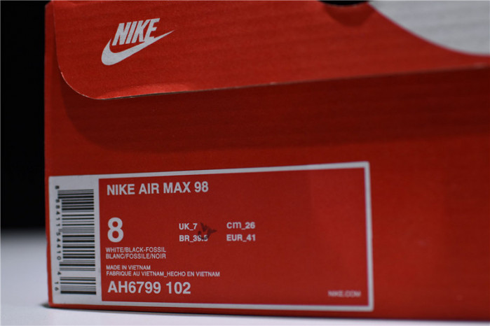 nike air max 98 “fossil” white/black-fossil-reflect silver ah6799-102